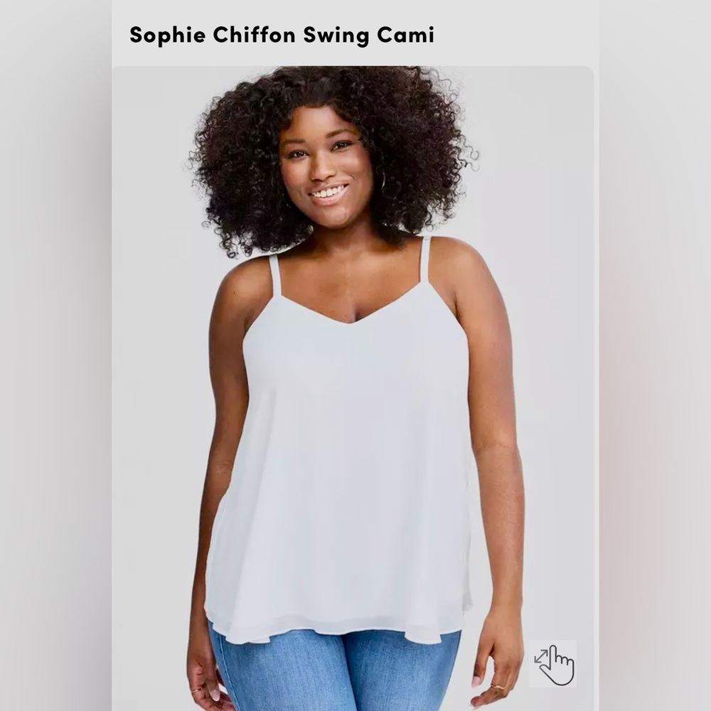 Torrid, size 3, white, Sophie Chiffon Swing Cami